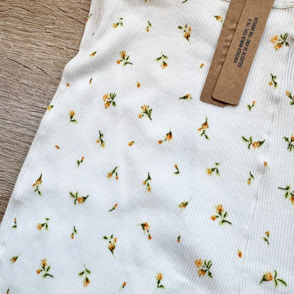 NWT SKIMS Cotton Rib Leggings Marigold Rosebud Floral Print Small - Picture 3 of 11